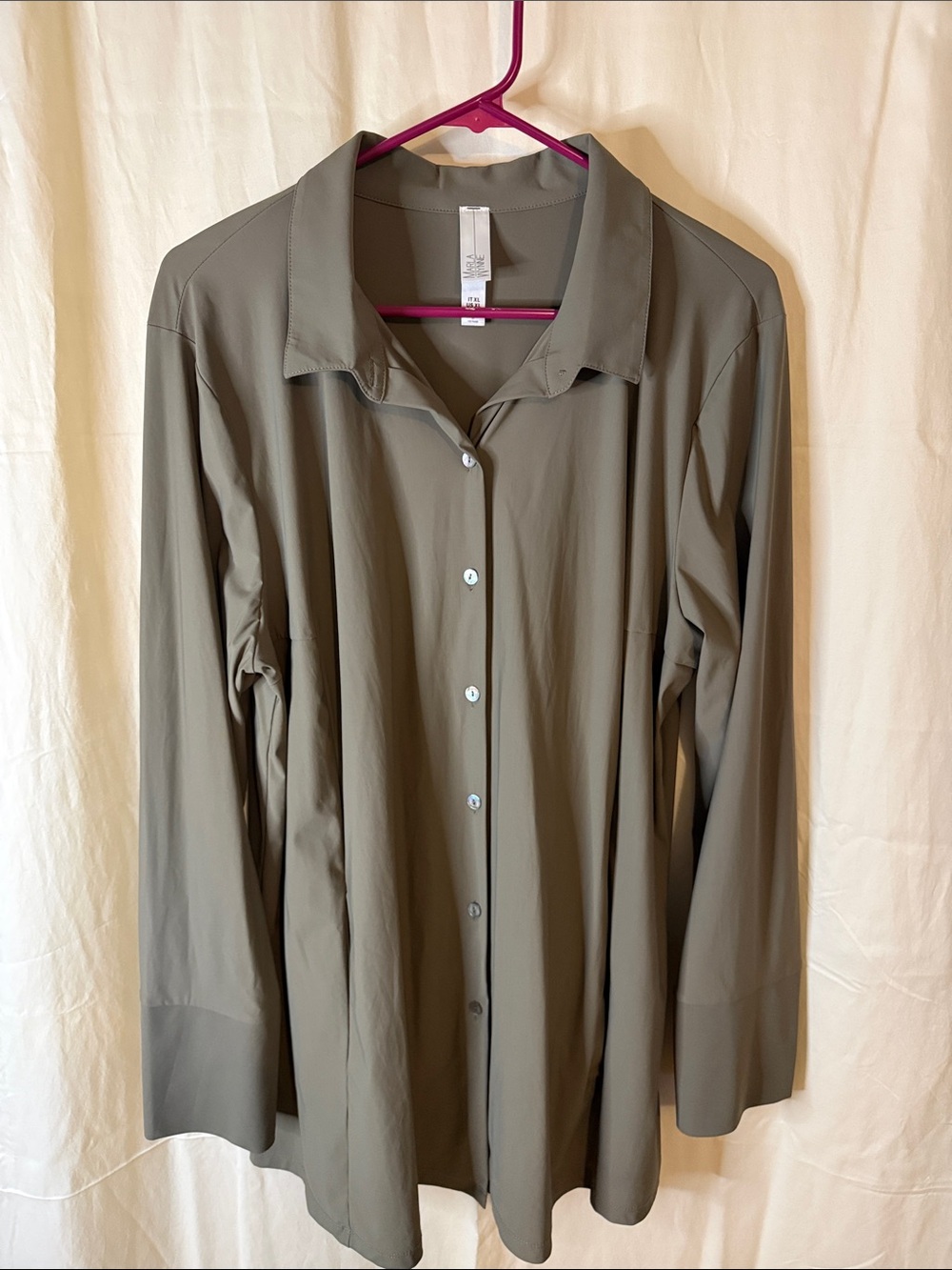 MarlaWynne Olive Button Front Blouse